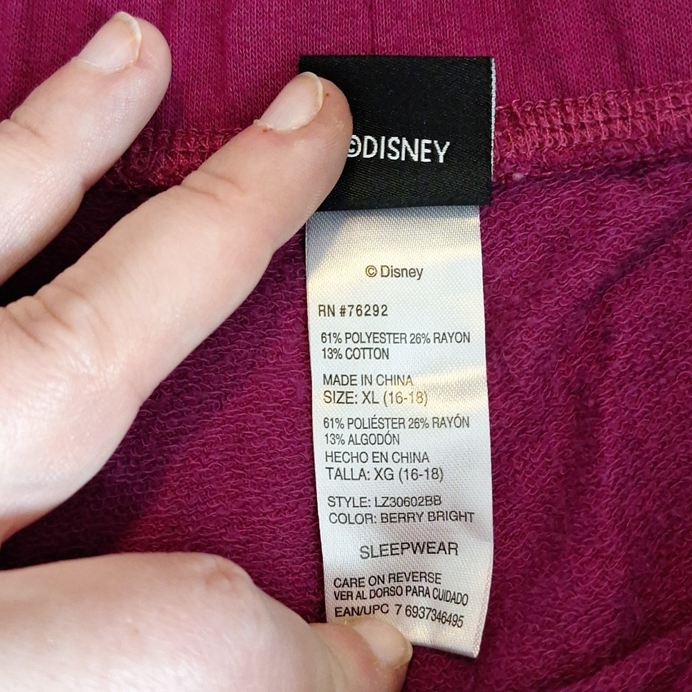 DISNEY PAJAMA PANTS PINK AND WHITE XL 16-18 JOGGERS - Picture 8 of 8